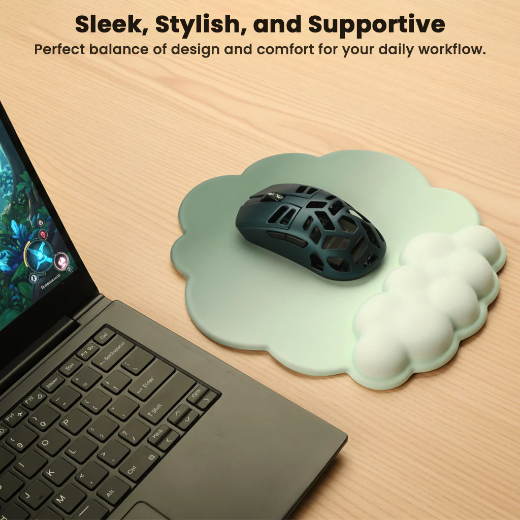 TECPHILE – Cloud Shape Ergonomic Gel Mouse Pad and Keyboard Wrist Support & Coaster Set - Image 11