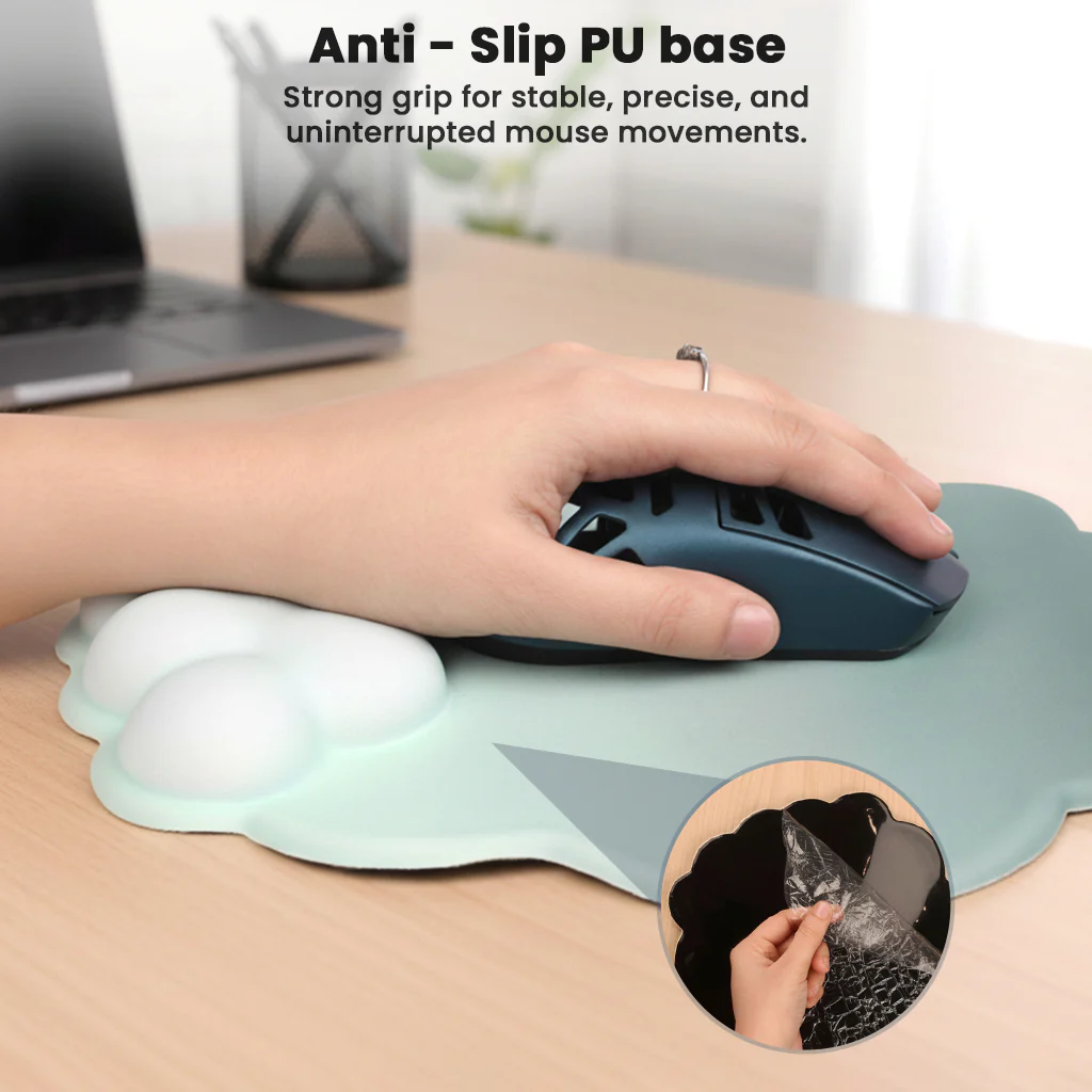 TECPHILE – Cloud Shape Ergonomic Gel Mouse Pad and Keyboard Wrist Support & Coaster Set - Image 12