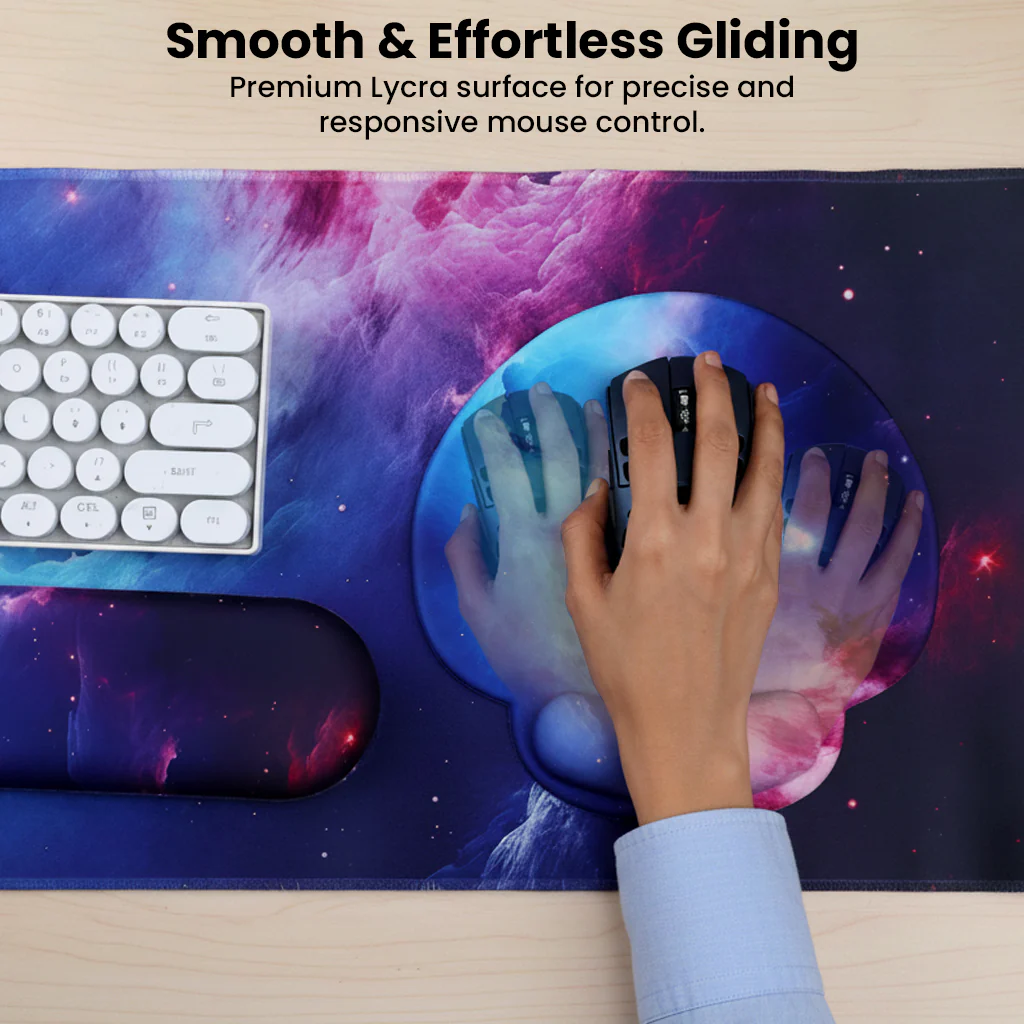 TECPHILE – Ergonomic Gel Mouse Pad, Keyboard Wrist Support, Coaster & Desk Mat Set Galaxy Design - Image 10