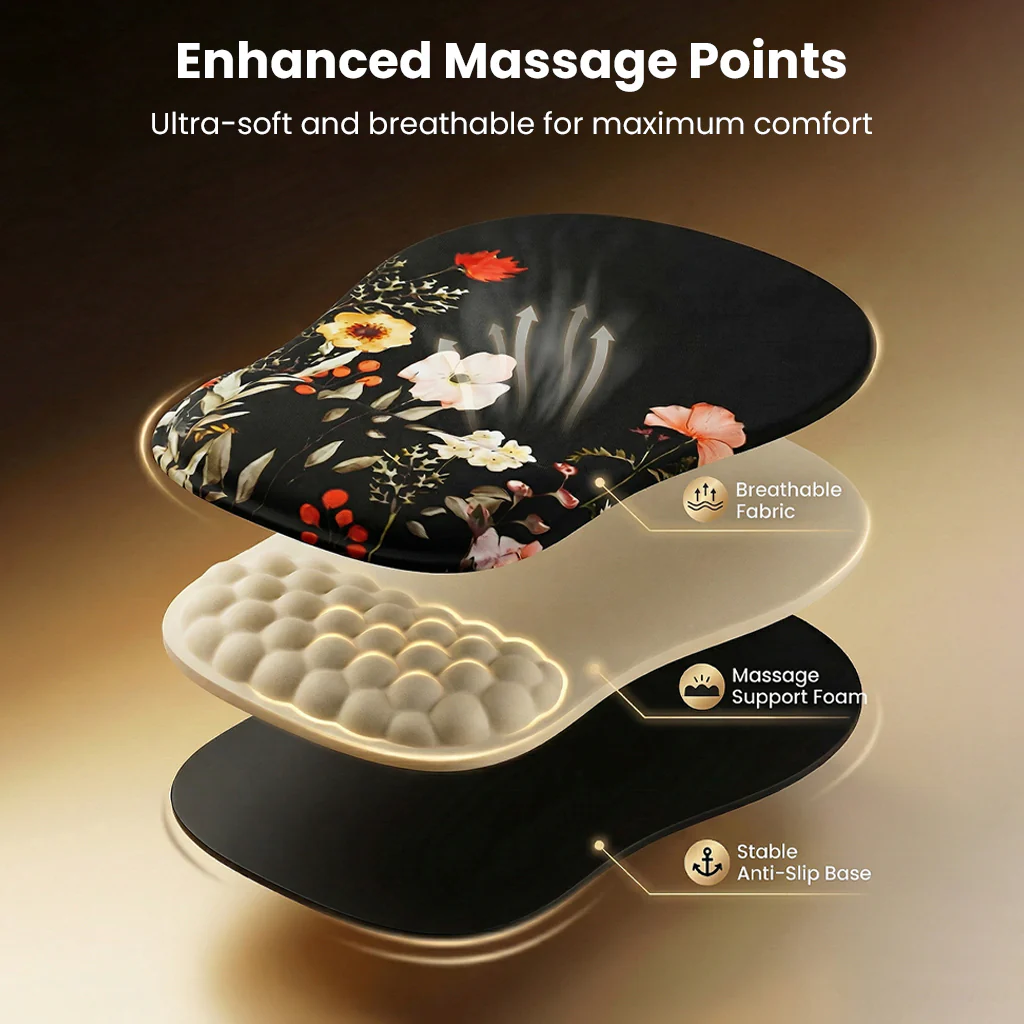 TECPHILE – Floral Ergonomic Honeycomb Mouse Pad With Wrist Support - Image 3