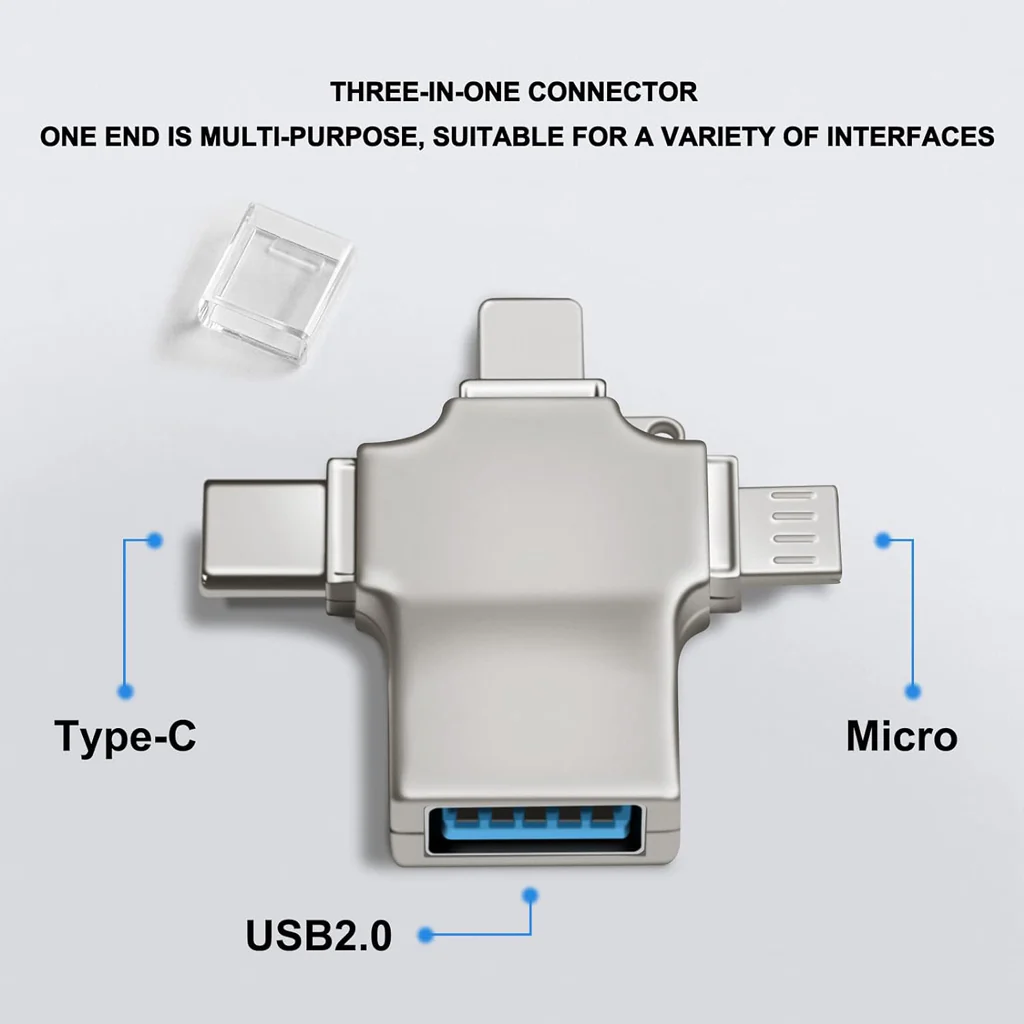 TECPHILE Lightning, Micro USB, USB 3.0, and Type-C 4-IN-1 OTG Adapter - Image 3
