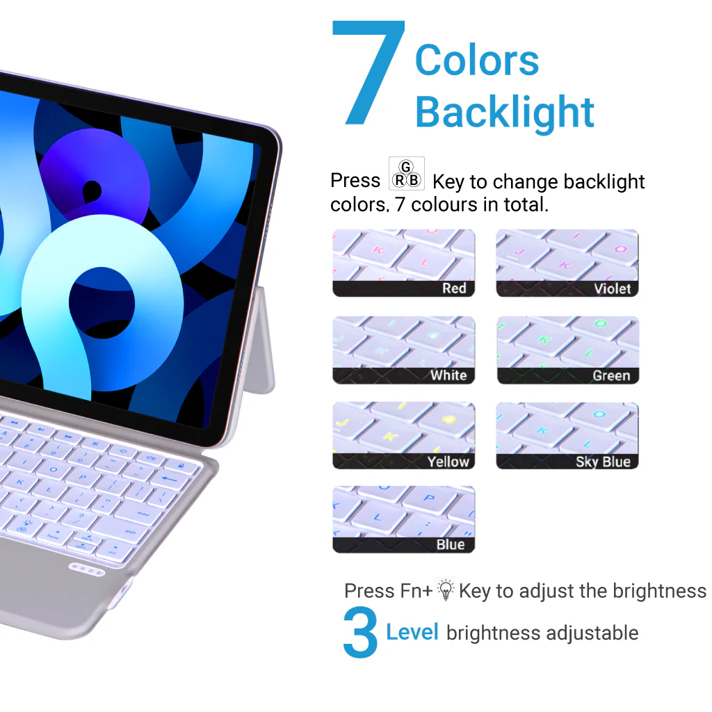 TECPHILE - J3125-6D Wireless Keyboard Case for iPad - Image 10