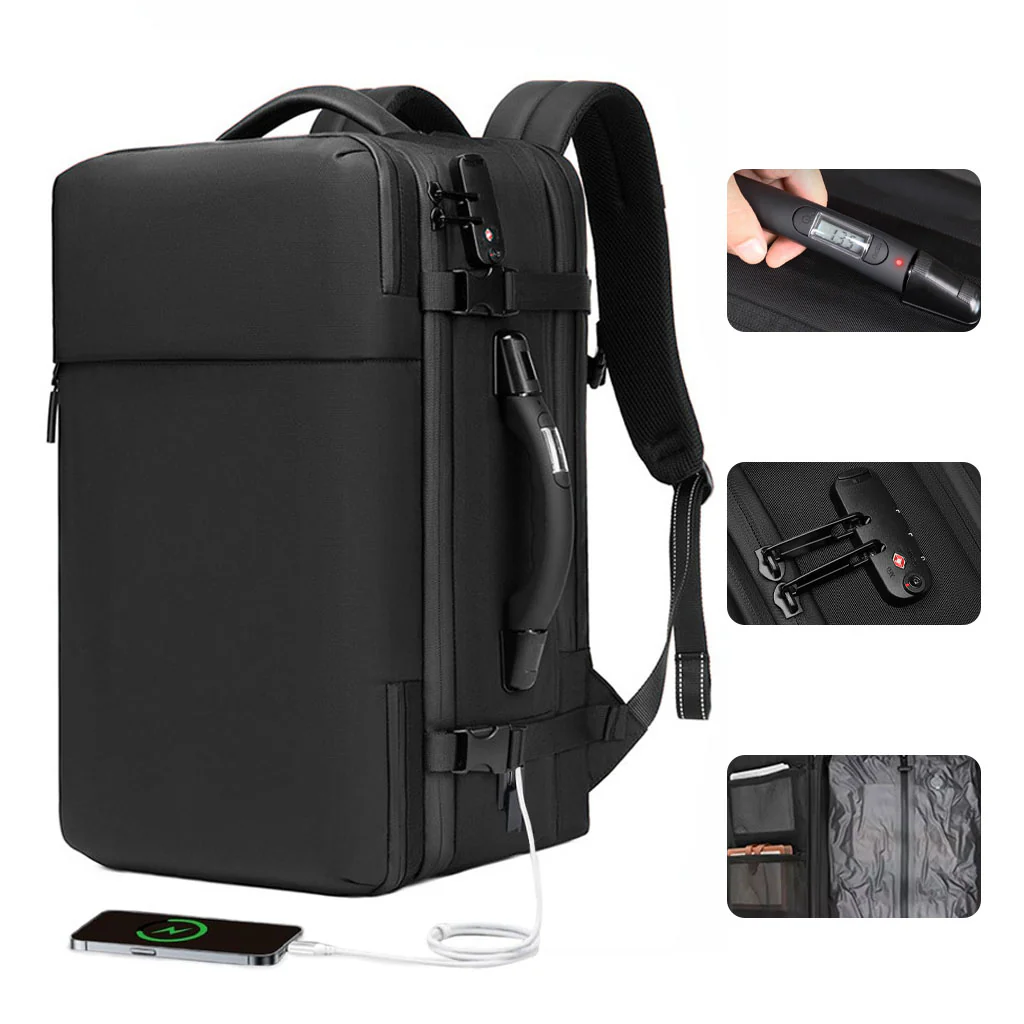 TECPHILE - JL152E Airpack Travel Vacuum Backpack Laptop Bag for Men 30-60L Expandable