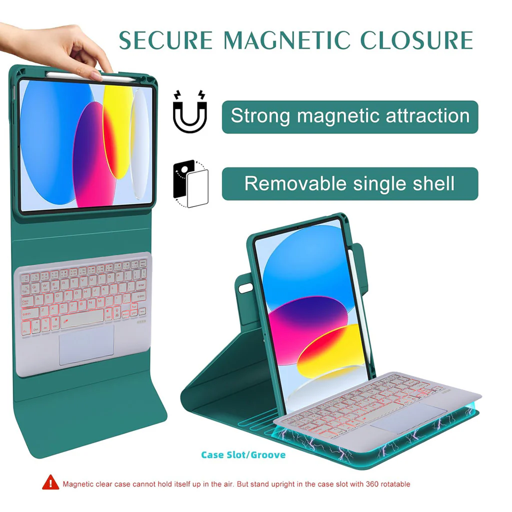 HD209T iPad 10th Gen Keyboard Case 360° Rotating & Transparent - Image 11