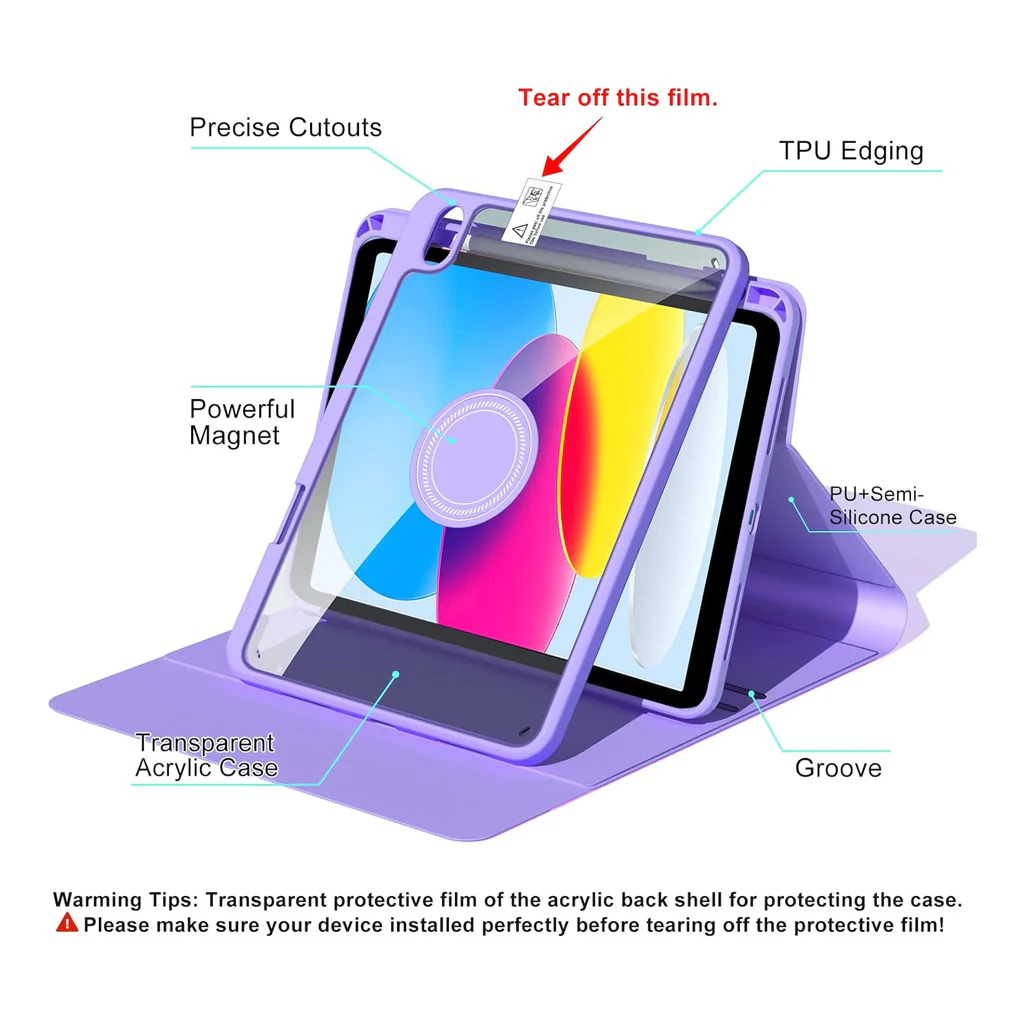 HD209T iPad 10th Gen Keyboard Case 360° Rotating & Transparent - Image 18