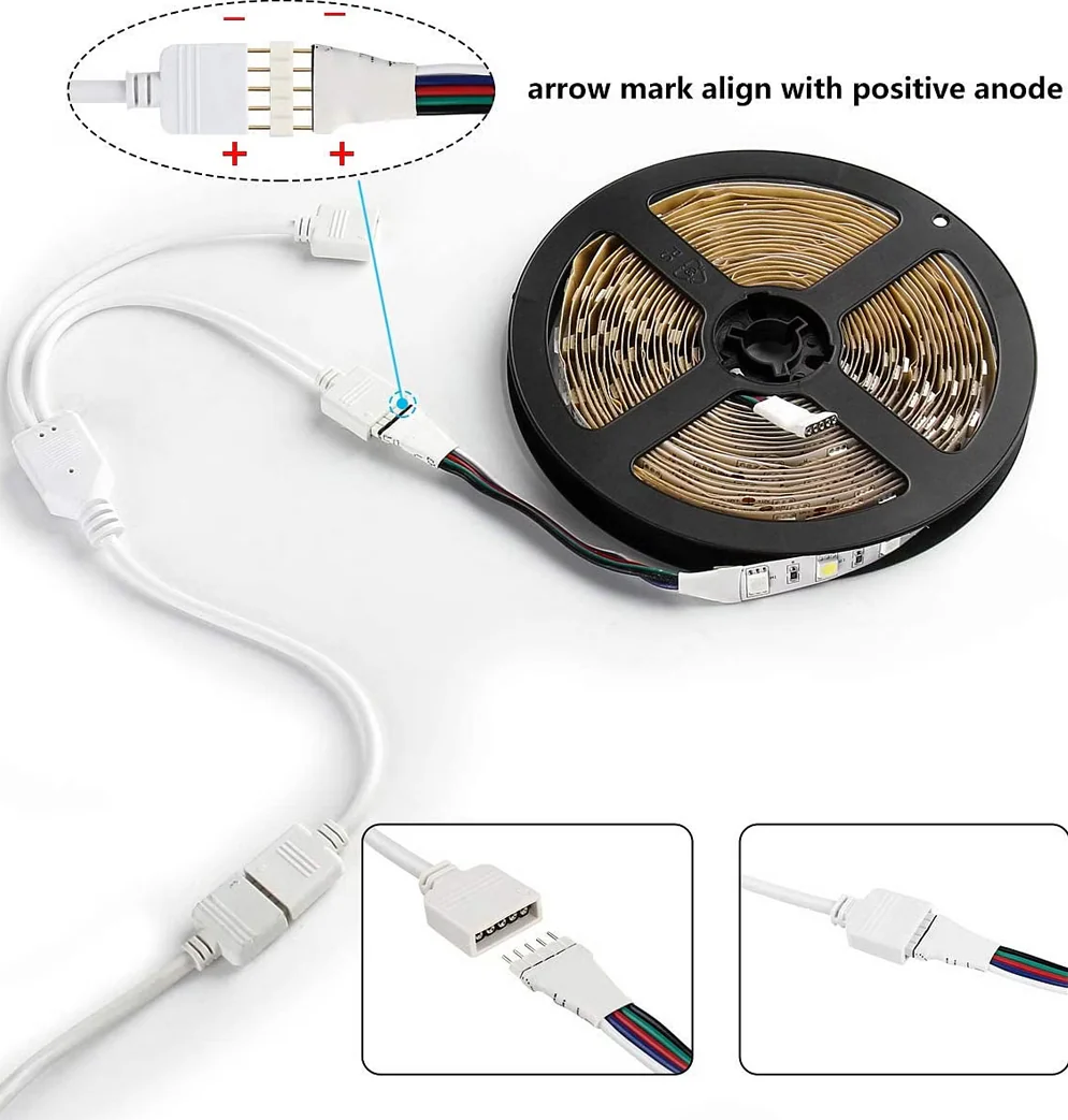 TECPHILE - LED RGBW Strip Splitter Connector (Pack of 2) Extend Dual Strips to One Controller - Image 3