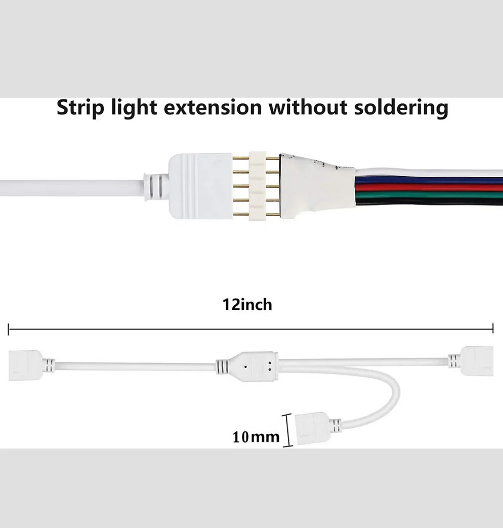 TECPHILE - LED RGBW Strip Splitter Connector (Pack of 2) Extend Dual Strips to One Controller - Image 4