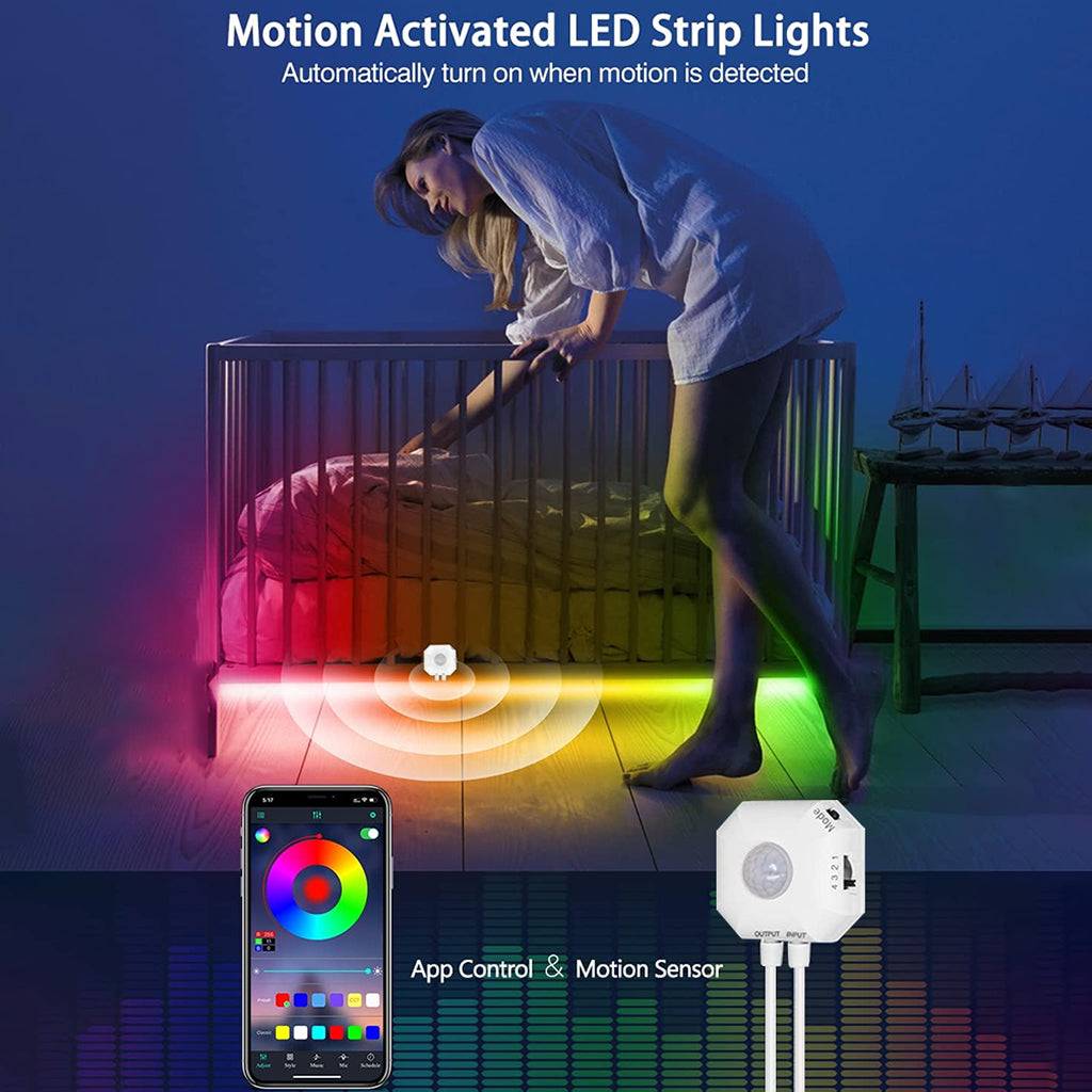 TECPHILE Motion Sensor 5m RGB LED Strip Light with App Control - Image 6
