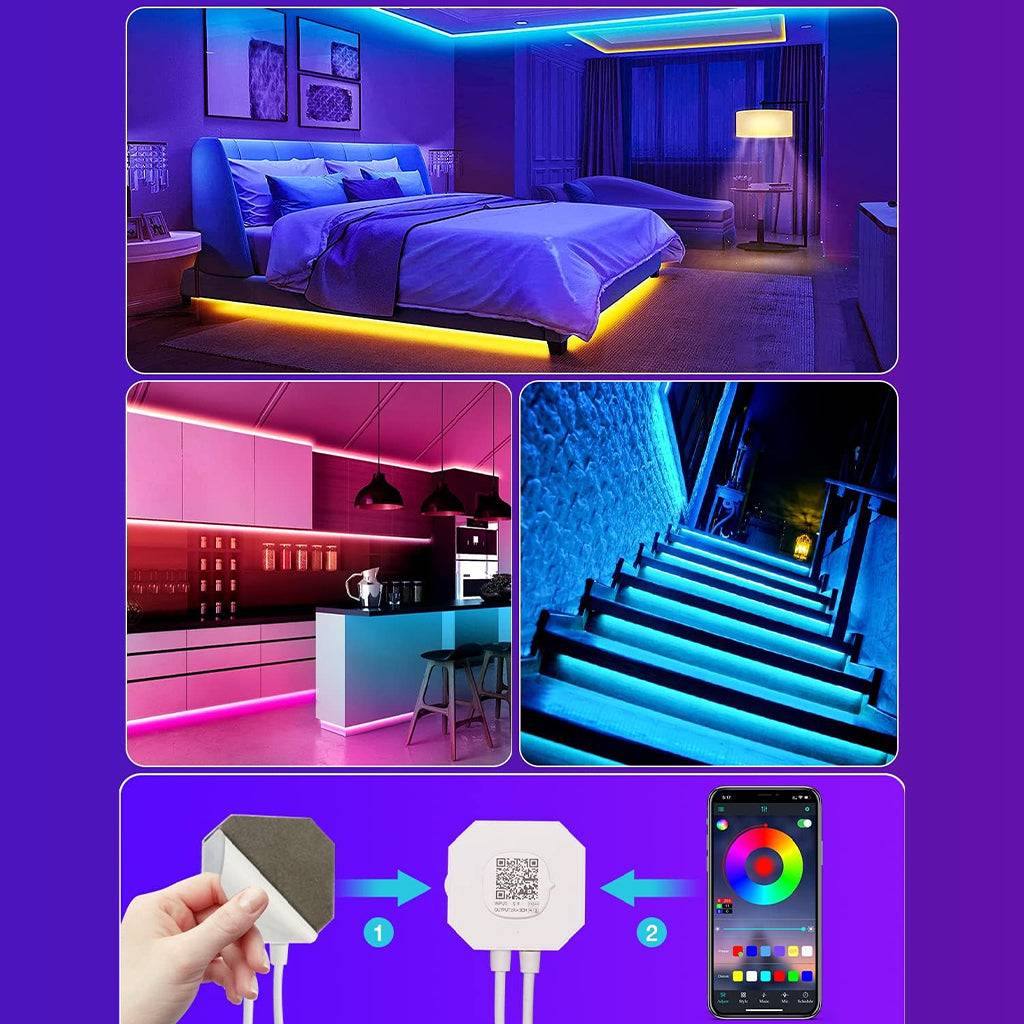TECPHILE Motion Sensor 5m RGB LED Strip Light with App Control - Image 7
