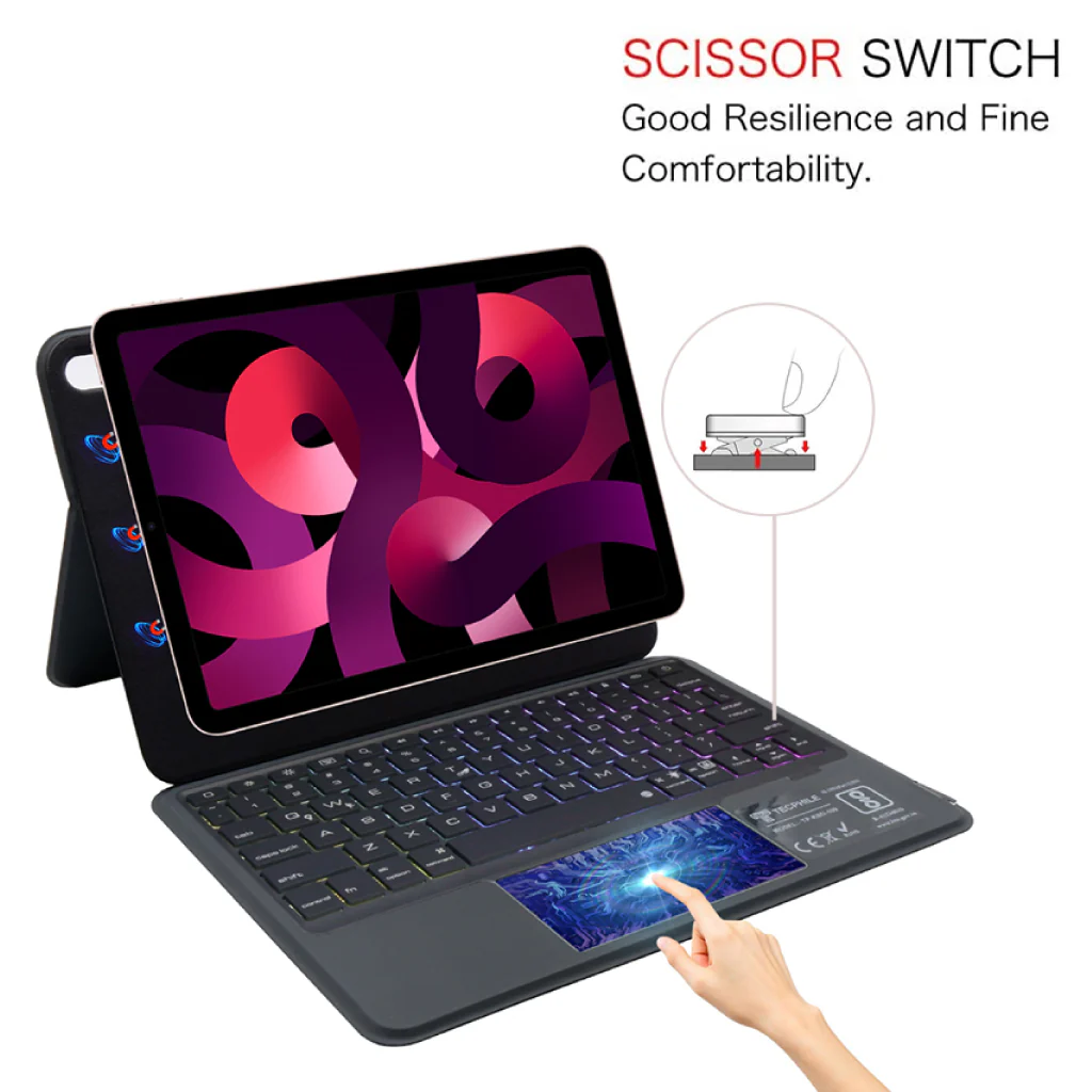 TECPHILE - P109 Magnetic Wireless Keyboard Case for iPad - Image 16