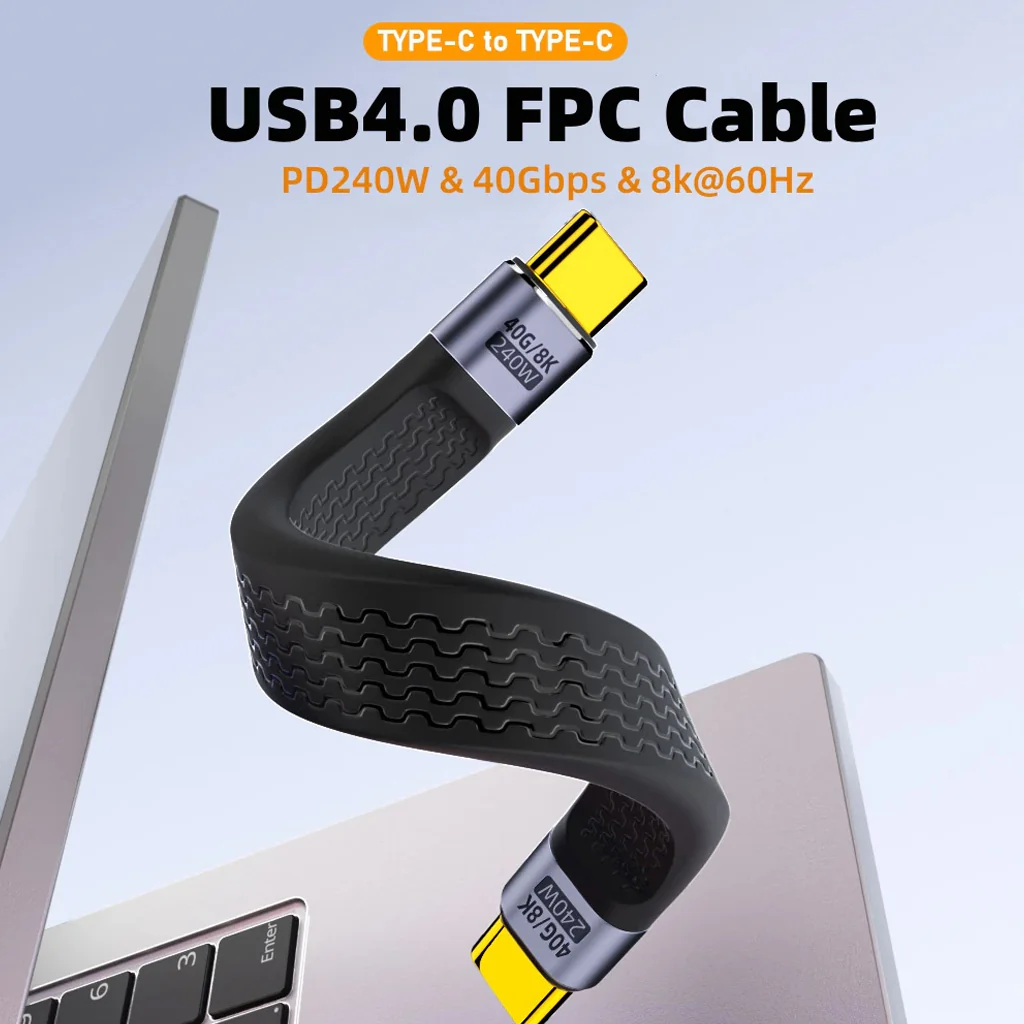 TECPHILE - PD240W 40Gbps Type C Male to Type C Male FPC Cable - Image 3