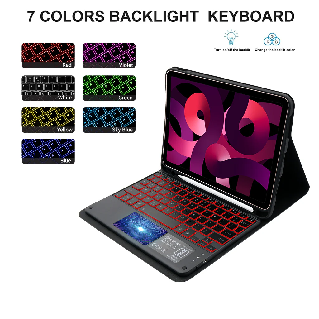 TECPHILE - PS209T Wireless Keyboard Case for iPad - Image 16
