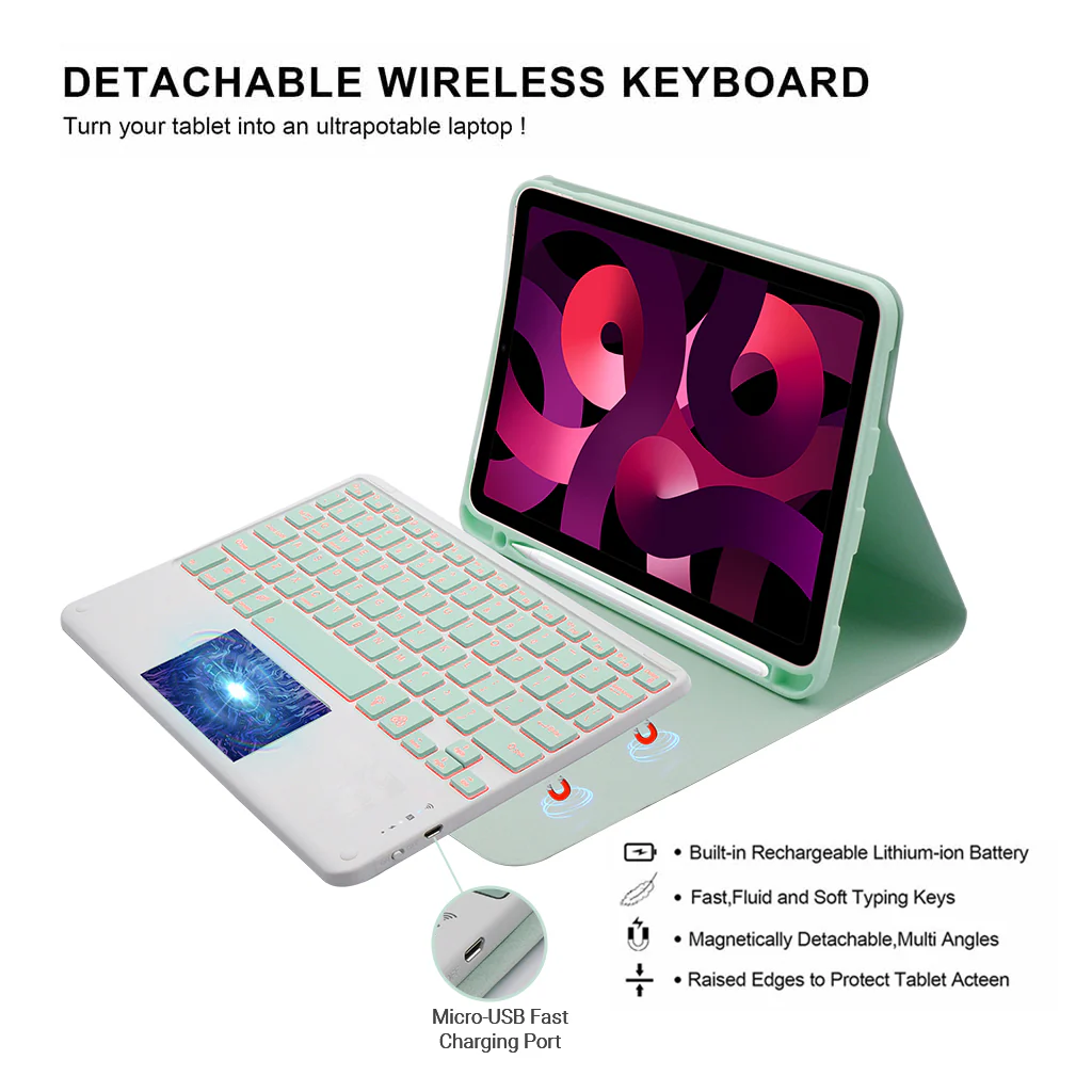 TECPHILE - PS209T Wireless Keyboard Case for iPad - Image 4