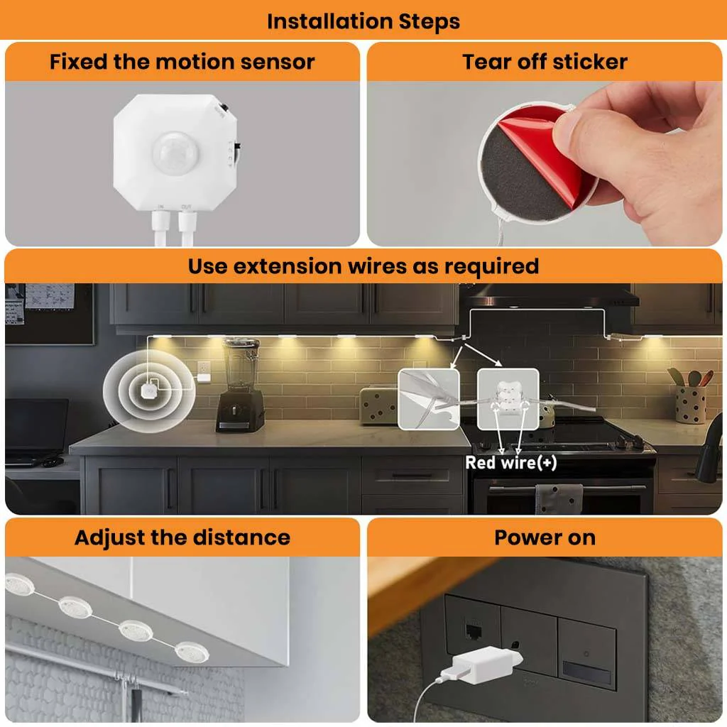 TECPHILE- Smart Motion Sensor LED Cabinet Lamp for Kitchen, Closet & Stairs - Image 7