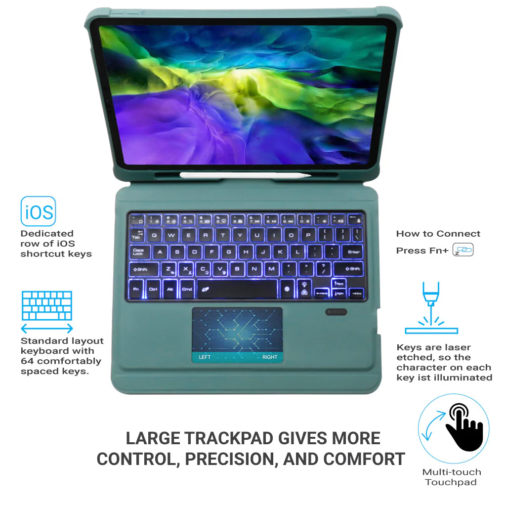 TECPHILE - T207D Wireless Keyboard Case for iPad - Image 10