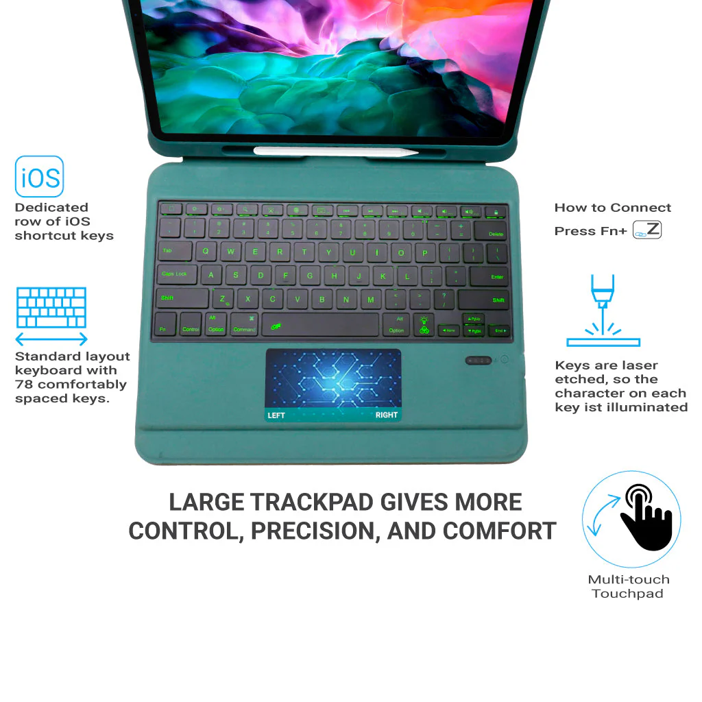 TECPHILE - T209D Wireless Keyboard Case for iPad Pro 12.9 - Image 10