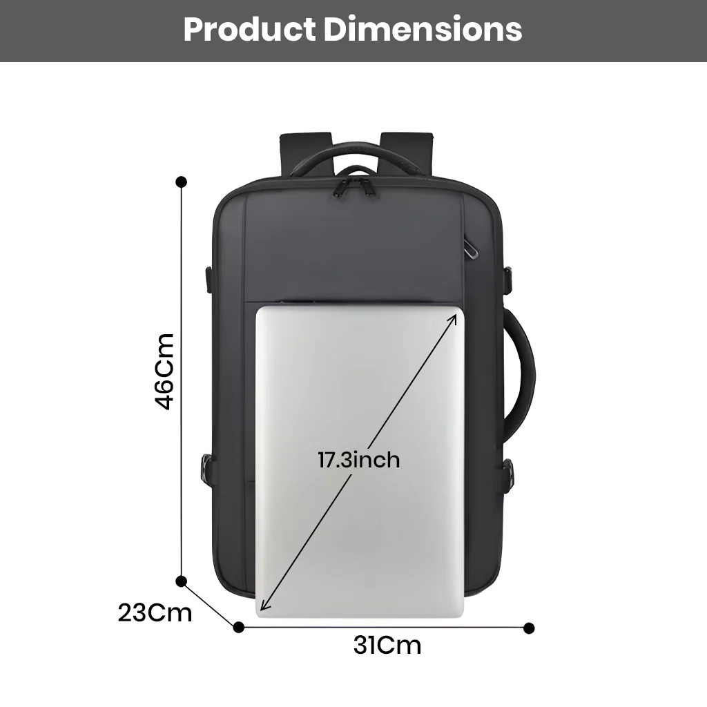 TECPHILE – Travel Laptop Bag 22L - 35L Expandable and Convertible Backpack - Image 2