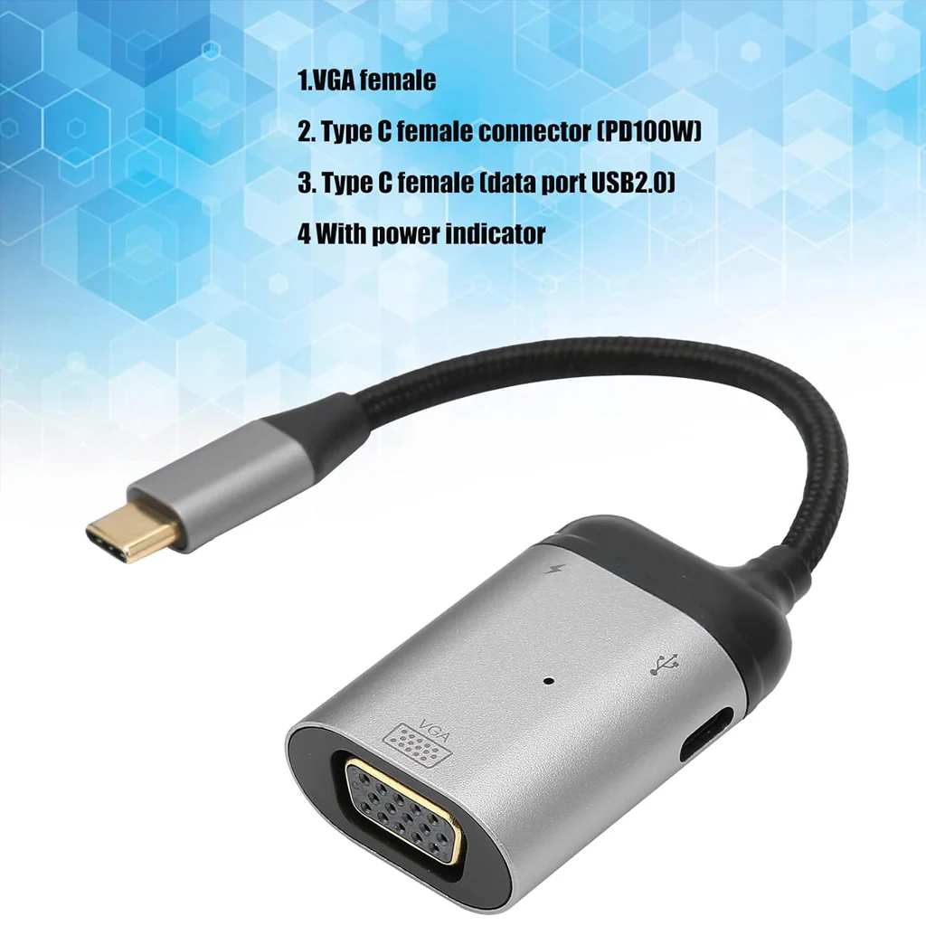 TECPHILE - Type C to VGA Converter Cable - Image 3