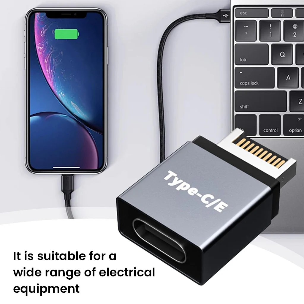 TECPHILE- USB Type-E Male to USB-C Female Front Panel Adapter - Image 5