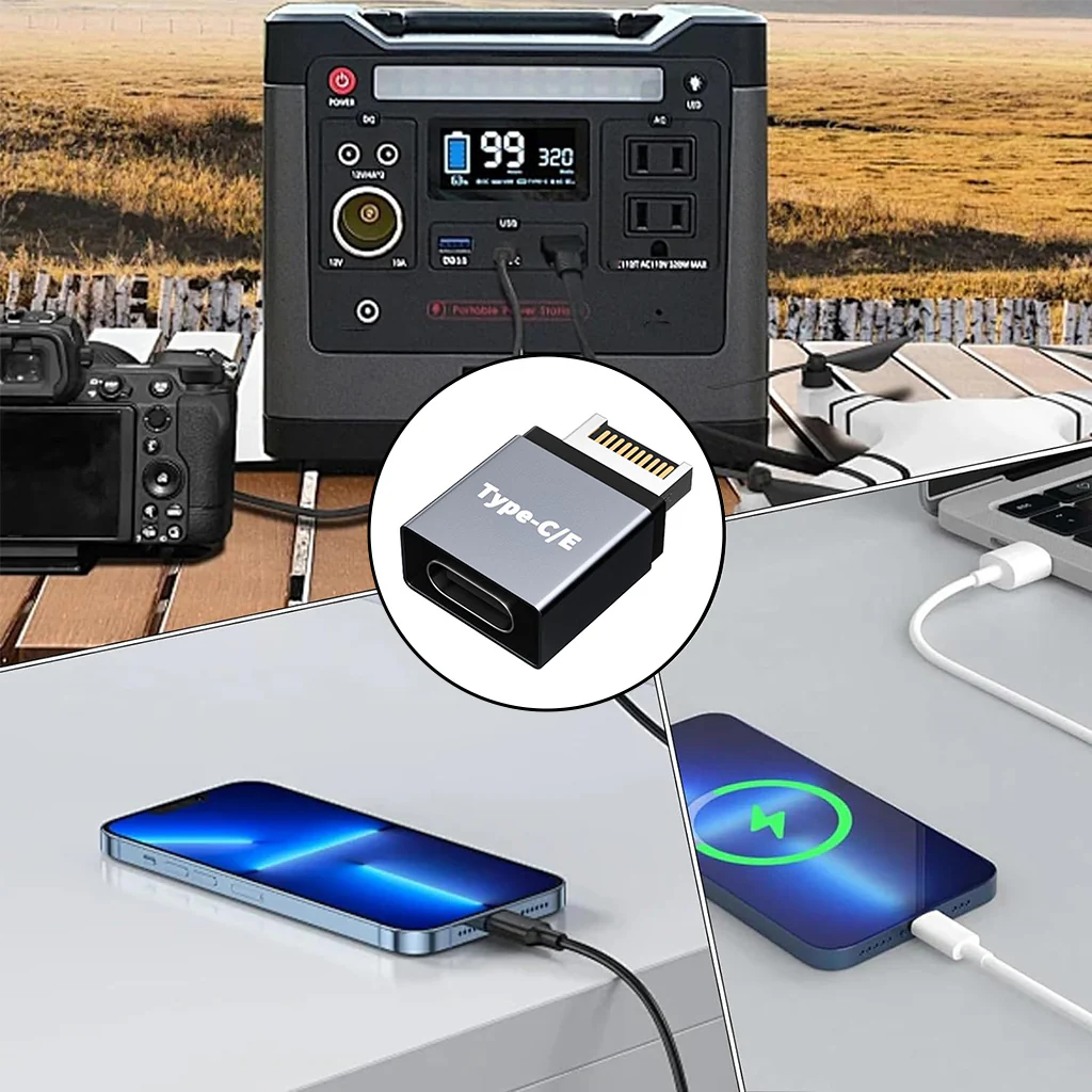TECPHILE- USB Type-E Male to USB-C Female Front Panel Adapter - Image 6