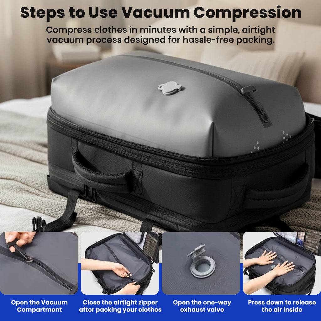 TECPHILE – VacuPack Travel Vacuum Backpack 30-42L Expandable Laptop Bag - Image 4