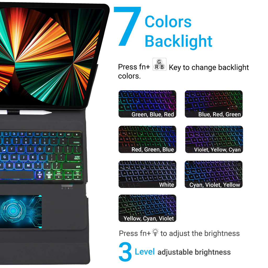 TECPHILE - W129TS Wireless Keyboard Case for iPad Pro 12.9 - Image 3
