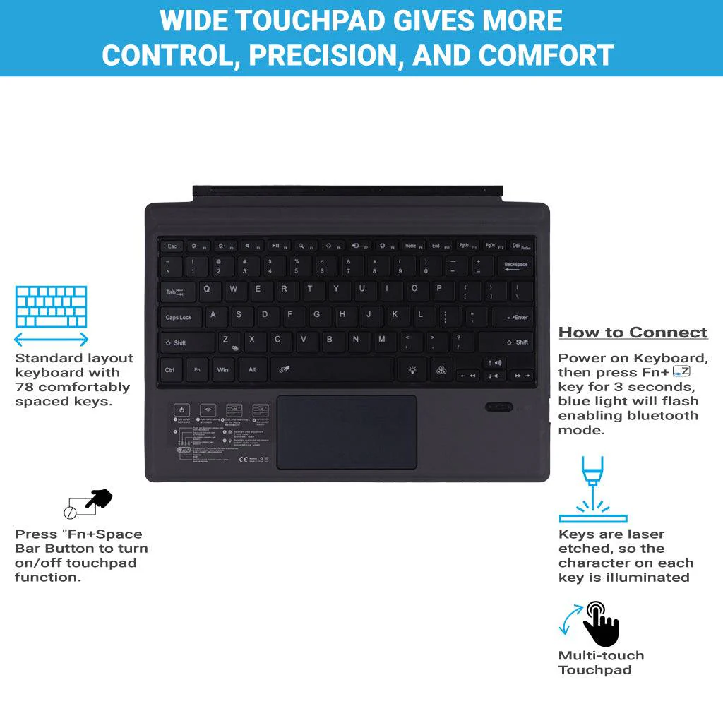 TECPHILE - Wireless Keyboard for Microsoft Surface Pro 3/4/5/6/7 - Image 11