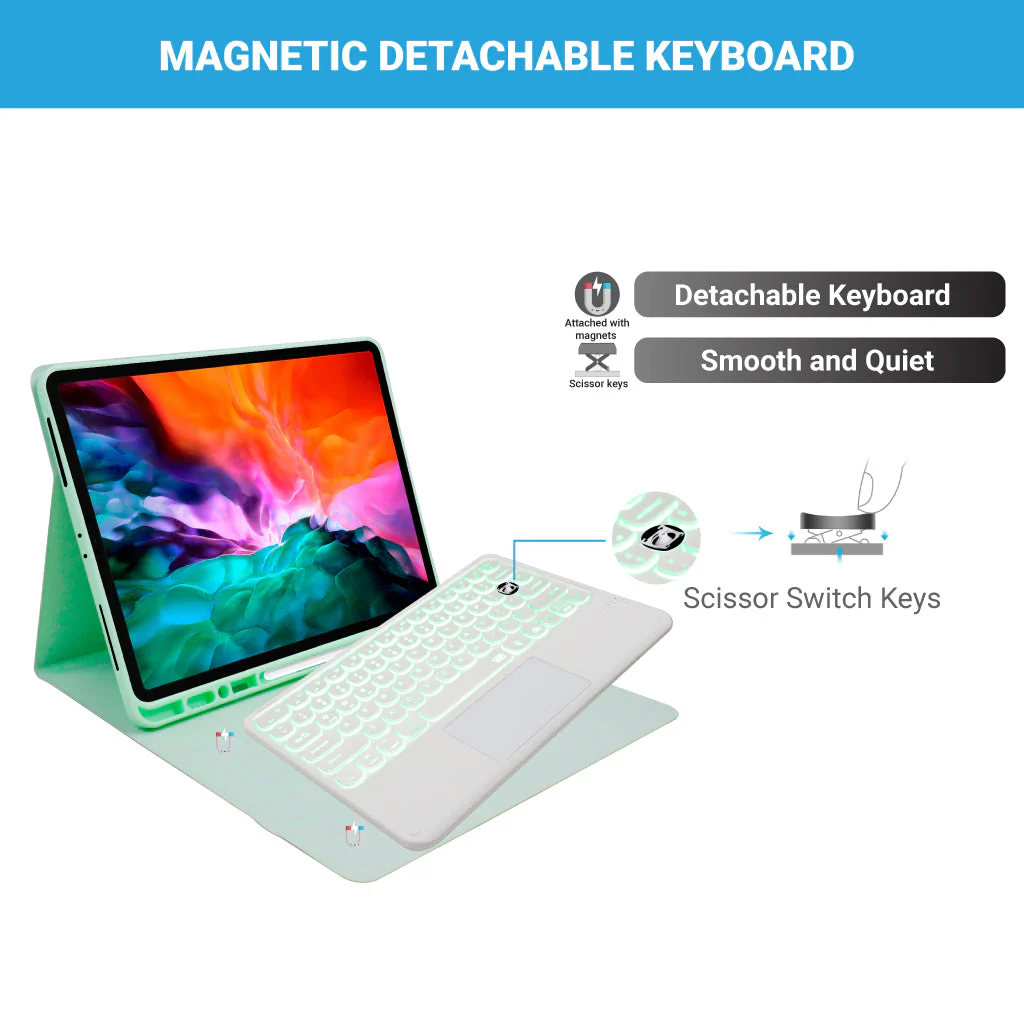 TECPHILE - YM131T Wireless Keyboard Case for iPad Pro 12.9 - Image 13