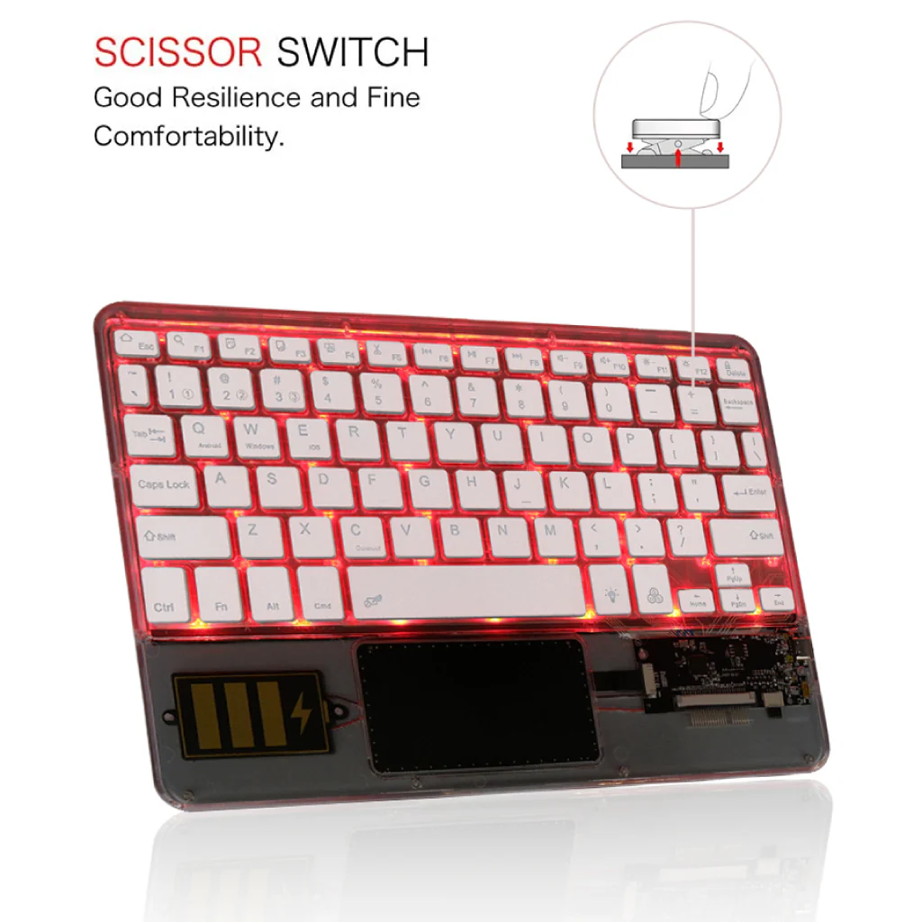 TECPHILE - Z33 Transparent Wireless Keyboard with Touchpad - Image 28
