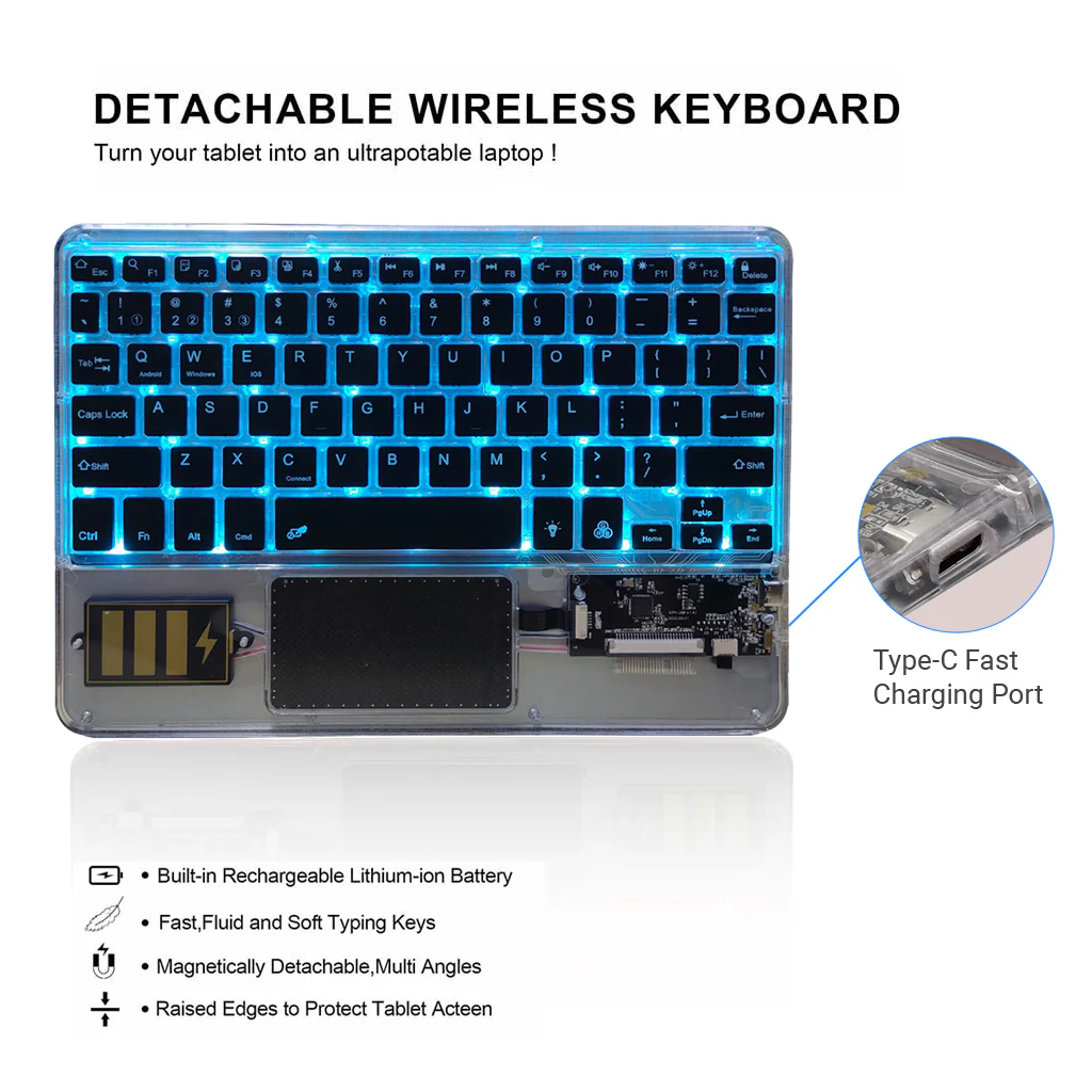 TECPHILE - Z33 Transparent Wireless Keyboard with Touchpad - Image 36