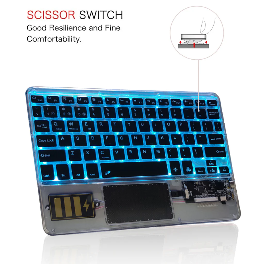 TECPHILE - Z33 Transparent Wireless Keyboard with Touchpad - Image 37