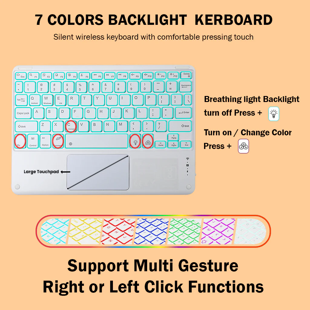 X510T Keyboard Case for Samsung Galaxy Tab S9 / S9 FE / S8 / S7 Cover - Image 13
